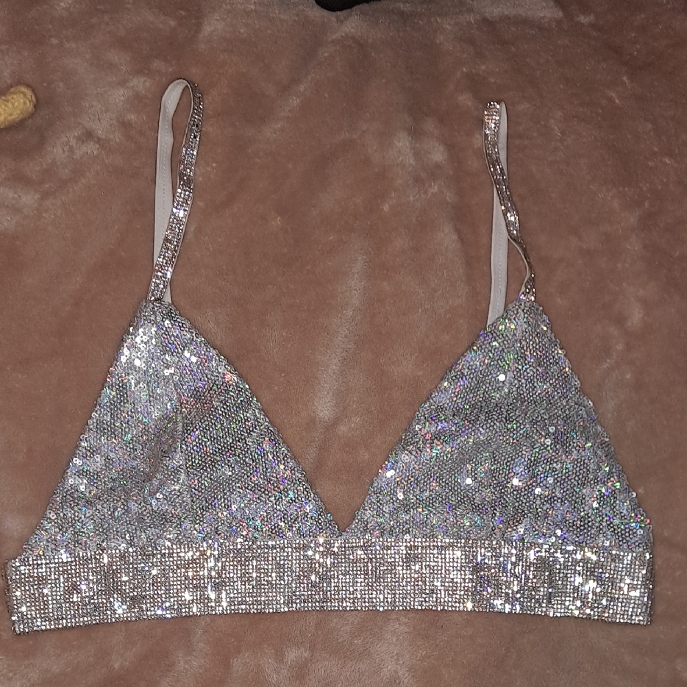 Forever 21 Glittering Silver Bralette